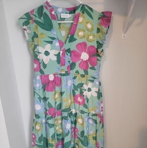 Floral Maxi Dress in Green and Pink